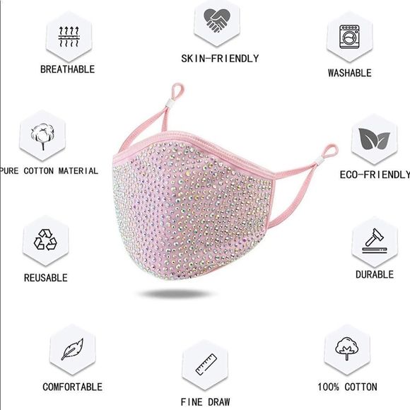 ⭐️NWT JLO Style, reusable Swarovski Crystal face mask - Picture 2 of 4